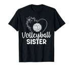 Floral Volleyball Sister Heart T-Shirt - Custom Art Print for Adults