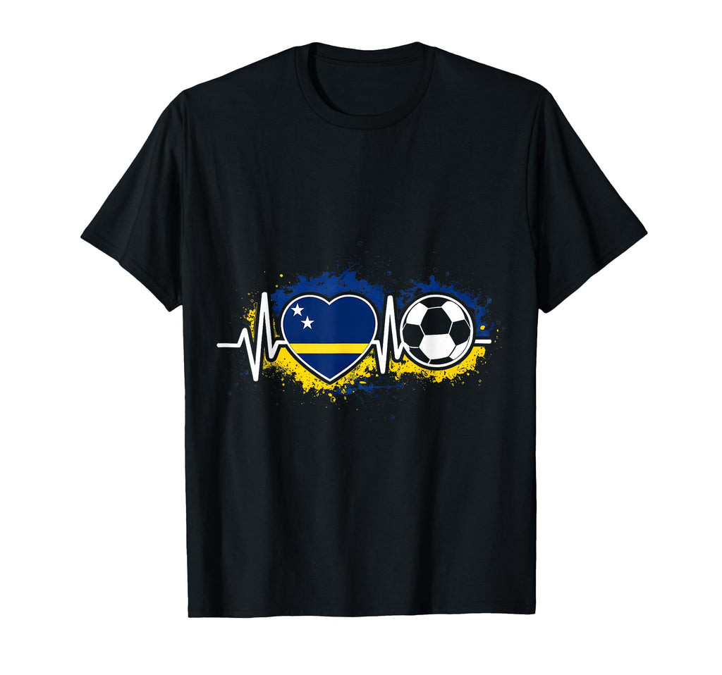 Heartbeat Curacao Flag Soccer Fan T-Shirt - Aesthetic Graphic Unisex