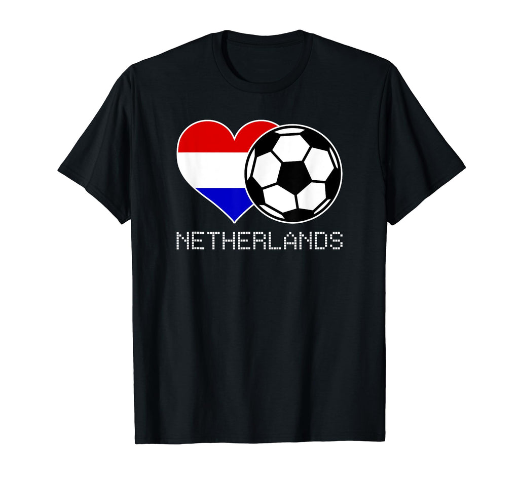 Netherlands Soccer Dutch Flag Love T-Shirt - Minimalist Print for Adults