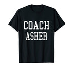 Coach Asher Custom Football Soccer T-Shirt - Unique Graphic Men Women