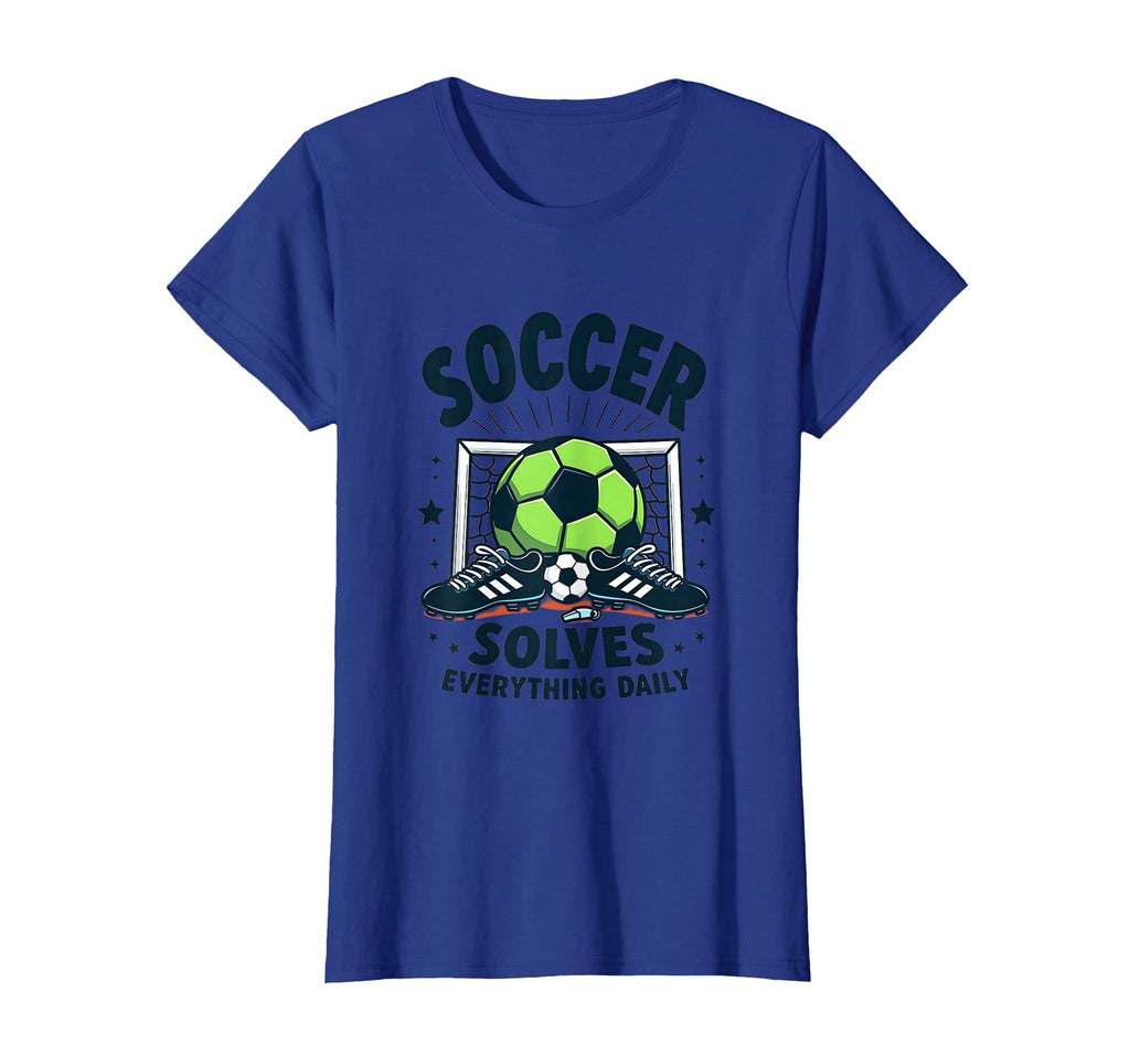 Soccer Solves Everything Daily Dad T-Shirt - Minimalist Print for Adults