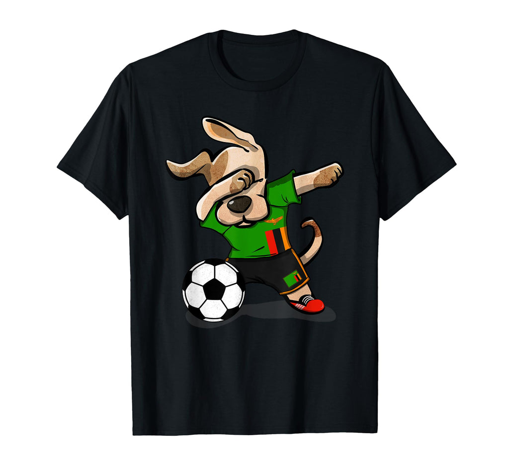 Dabbing Dog Zambia Soccer Fans Jersey T-Shirt - Custom Art Print Unisex
