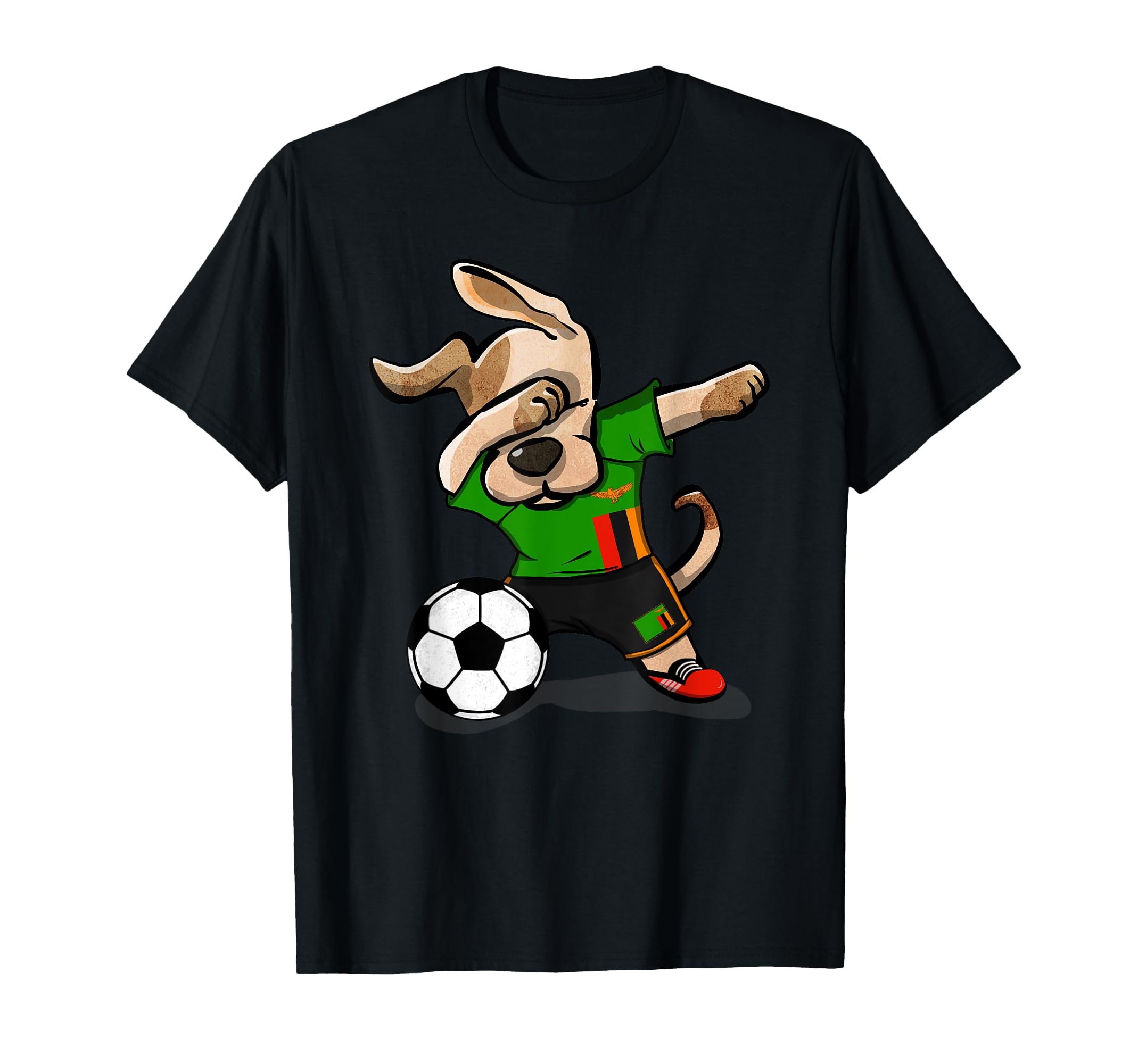Dabbing Dog Zambia Soccer Fans Jersey T-Shirt - Custom Art Print Unisex