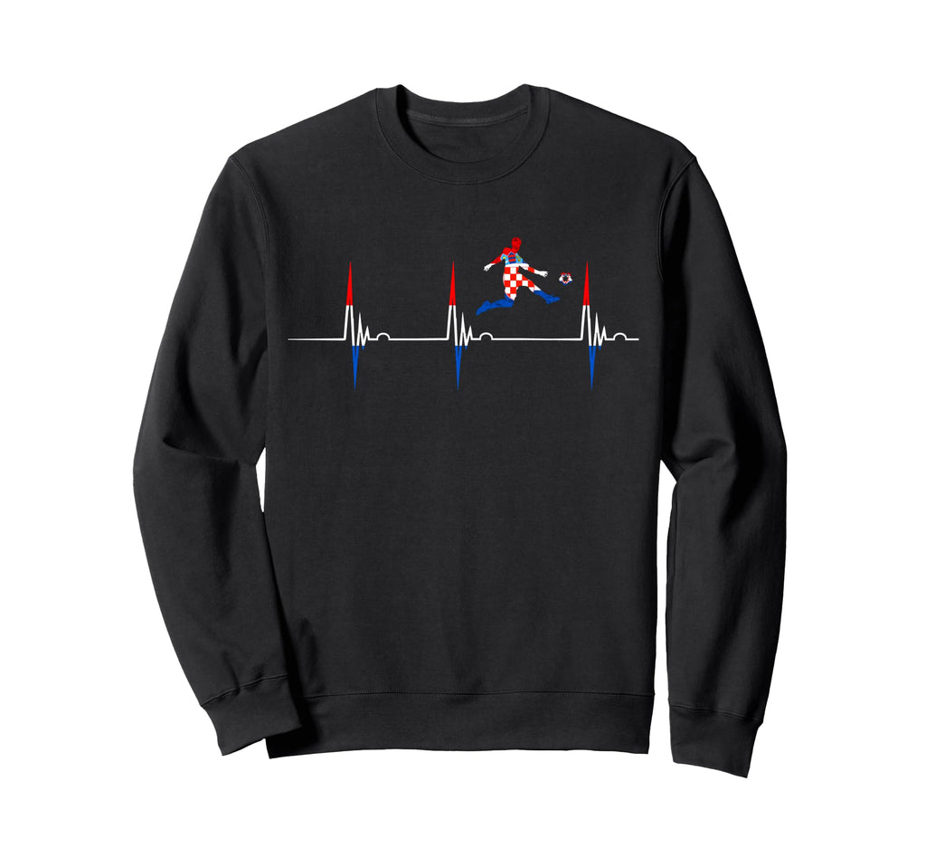 Croatian Pride Heartbeat Ekg Pulse Sweatshirt - Graphic Print for Adults