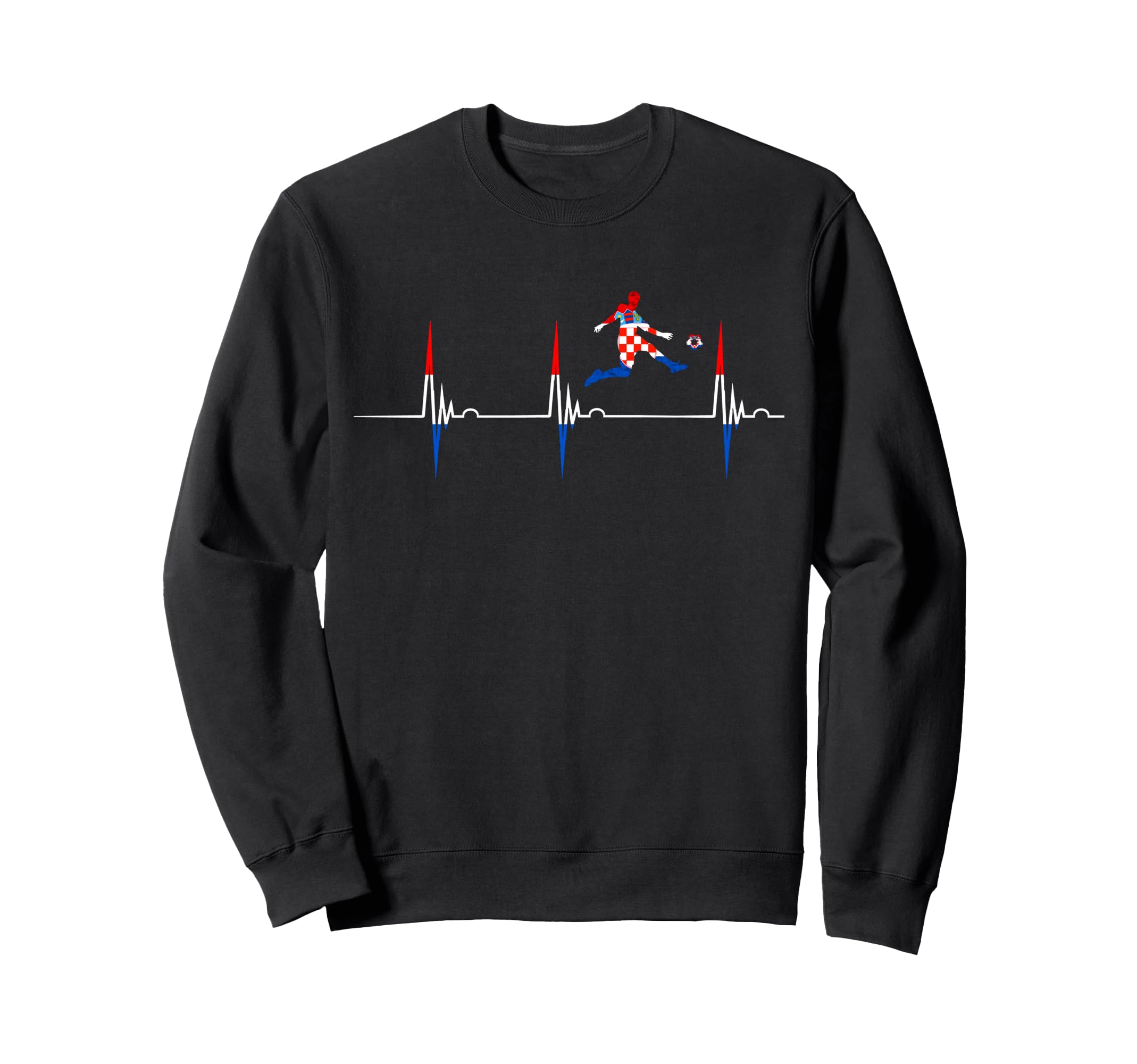 Croatian Pride Heartbeat Ekg Pulse Sweatshirt - Graphic Print for Adults
