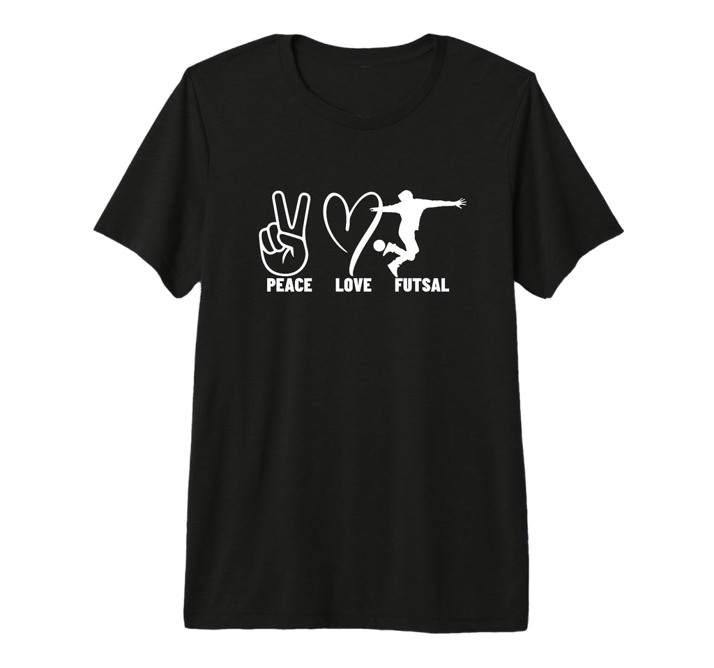 Peace Love Futsal Funny Futsal Tri T-Shirt - Novelty Apparel for Adults