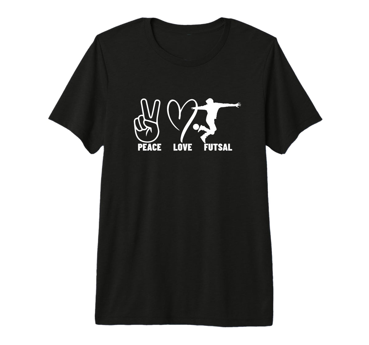 Peace Love Futsal Funny Futsal Tri T-Shirt - Novelty Apparel for Adults