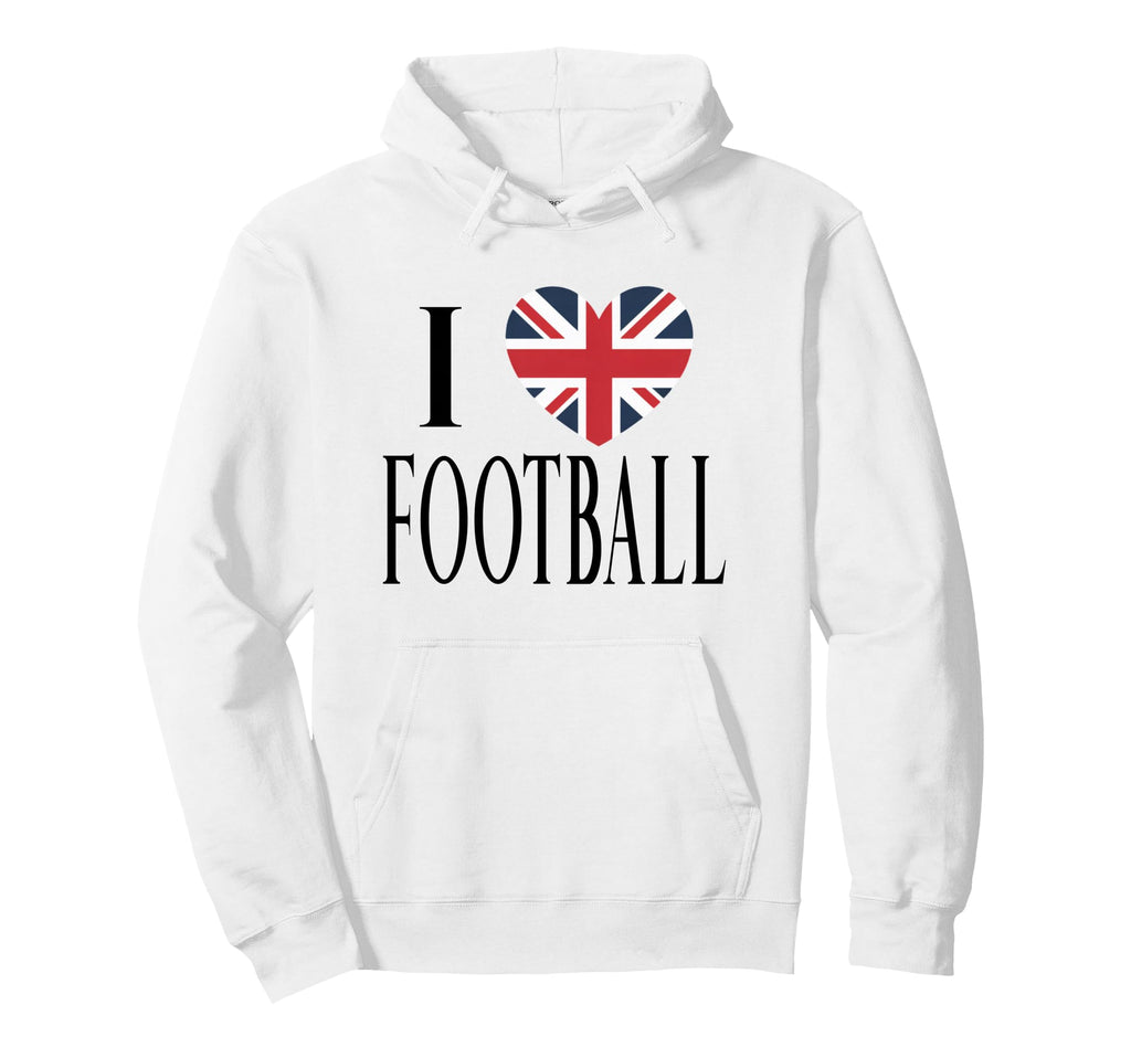 I Love Football Black British Flag Hoodie - Streetwear Style Men Women