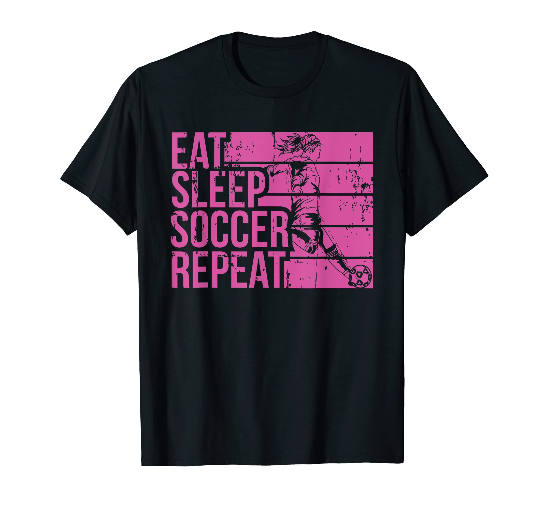Eat Sleep Soccer Repeat Funny T-Shirt - Minimalist Print for Adults