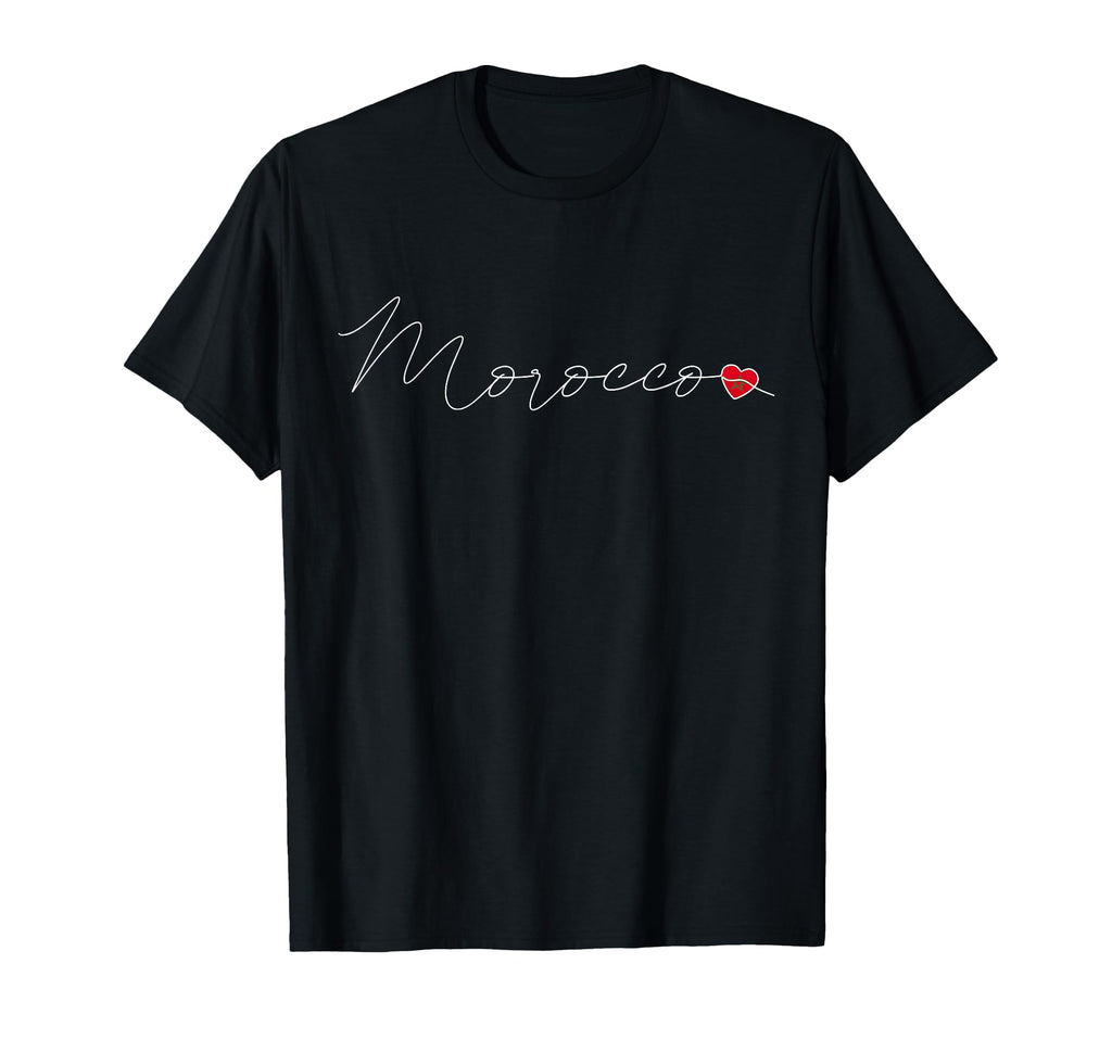Al Maghrib Simple Love Moroccan Flag T-Shirt - Fun Novelty Design Unisex