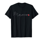 Al Maghrib Simple Love Moroccan Flag T-Shirt - Fun Novelty Design Unisex
