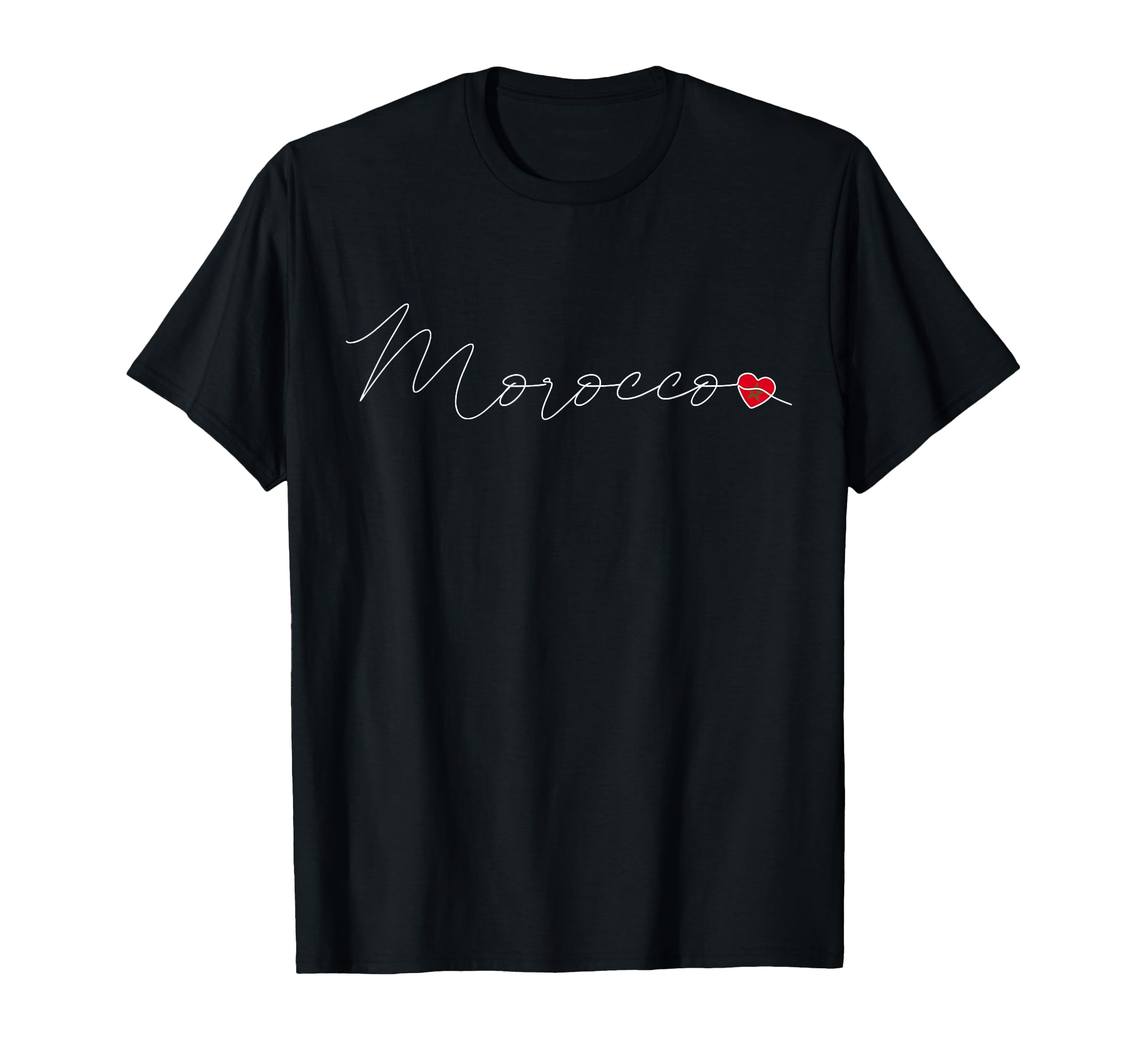 Al Maghrib Simple Love Moroccan Flag T-Shirt - Fun Novelty Design Unisex