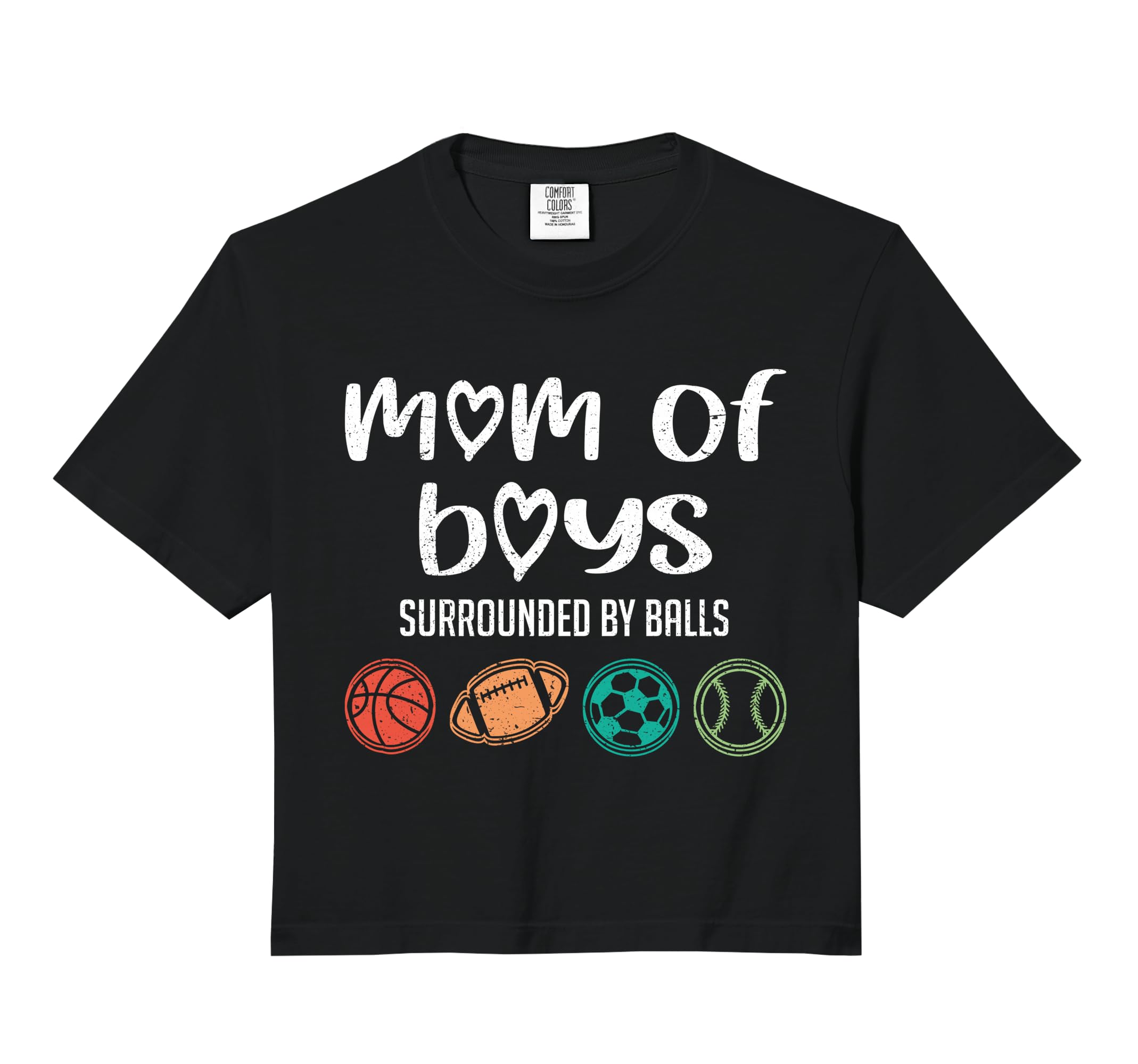 Mom Surrounded Balls Distressed Comfort T-Shirt - Unique Graphic Unisex