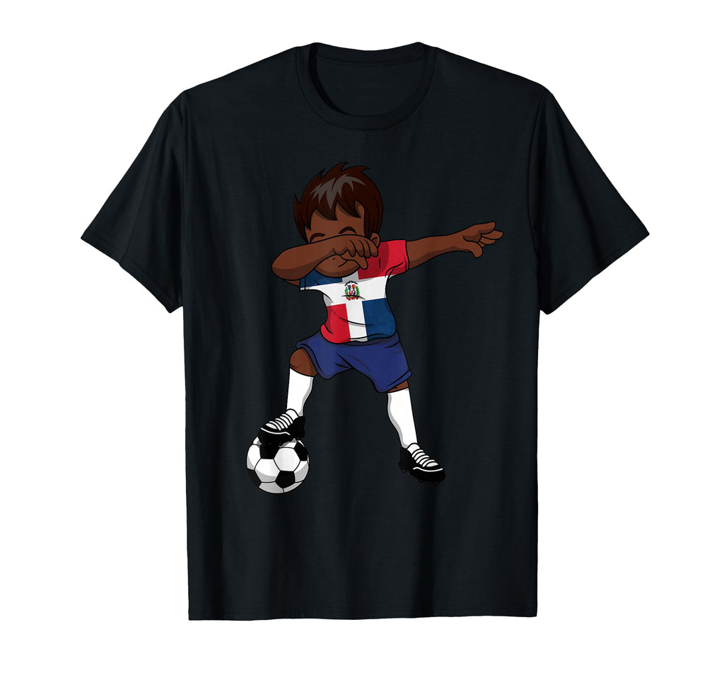 Dabbing Soccer Dominican Republic Gift T-Shirt - Graphic Print for Adults
