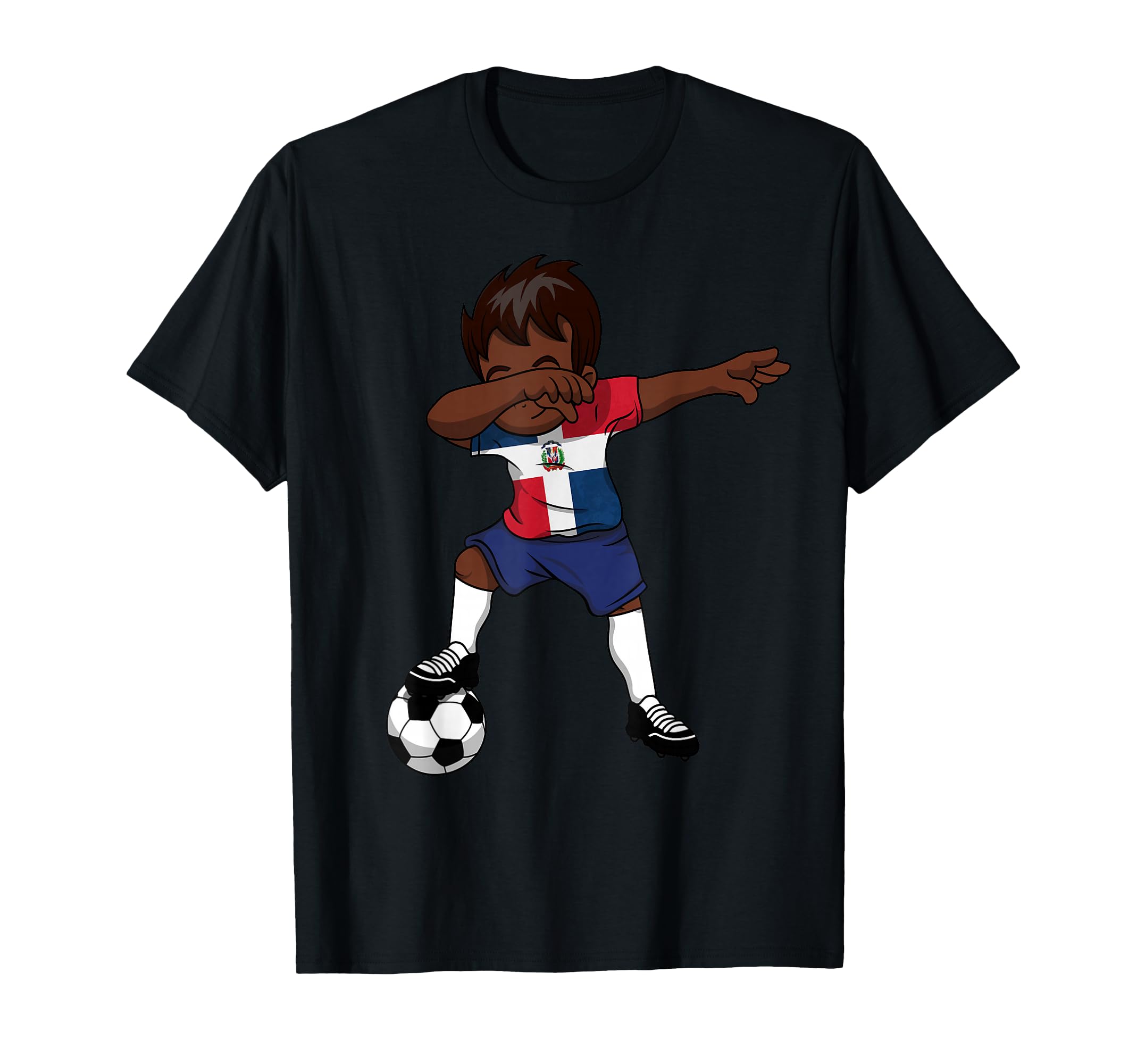 Dabbing Soccer Dominican Republic Gift T-Shirt - Graphic Print for Adults