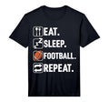 Eat Sleep Football Repeat Funny Football T-Shirt - Minimalist Print Unisex
