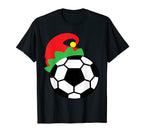 Funny Soccer Ball W Elf Hat Santa Hat T-Shirt - Aesthetic Graphic Men Women