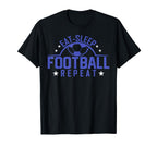 Eat Sleep Football Repeat Funny T-Shirt - Minimalist Print Men Women