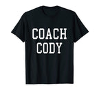 Coach Cody Custom Football Soccer T-Shirt - Minimalist Print for Adults