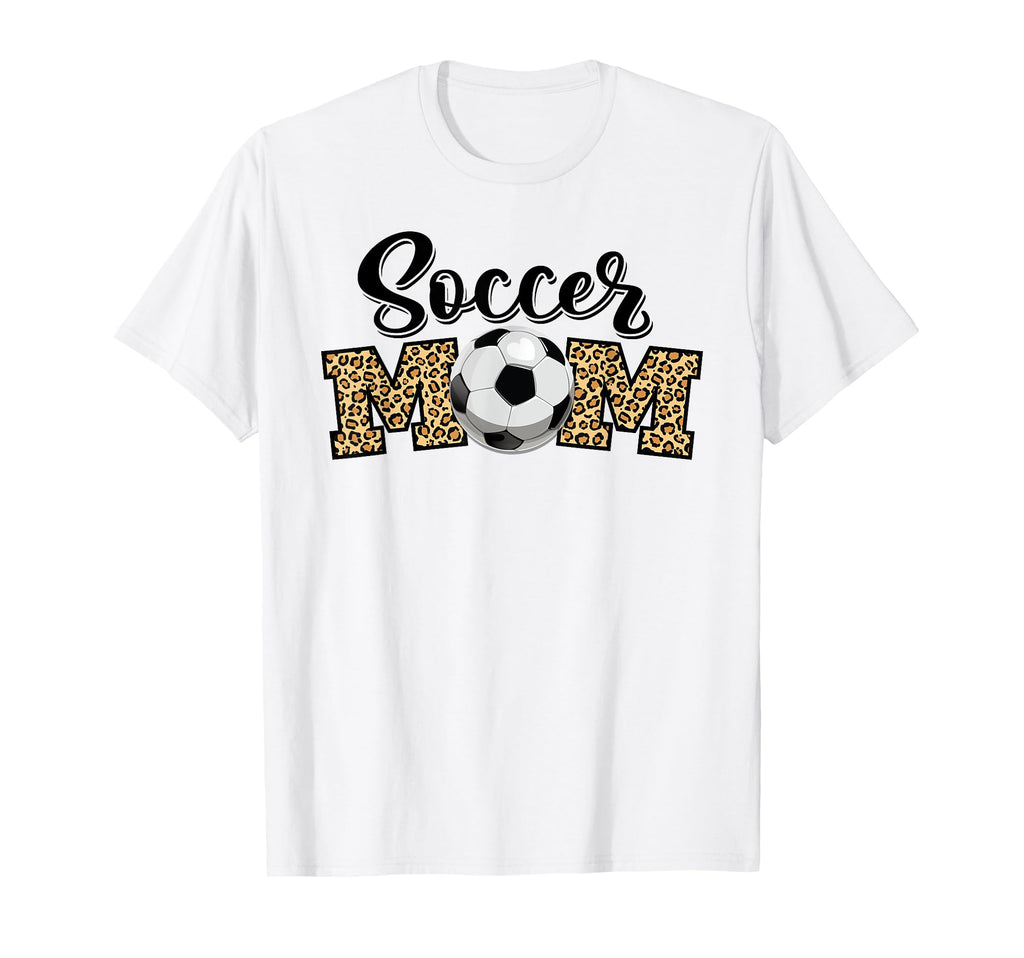 Soccer Mom Leopard Soccer Ball Sports T-Shirt - Trendy Graphic Men Women
