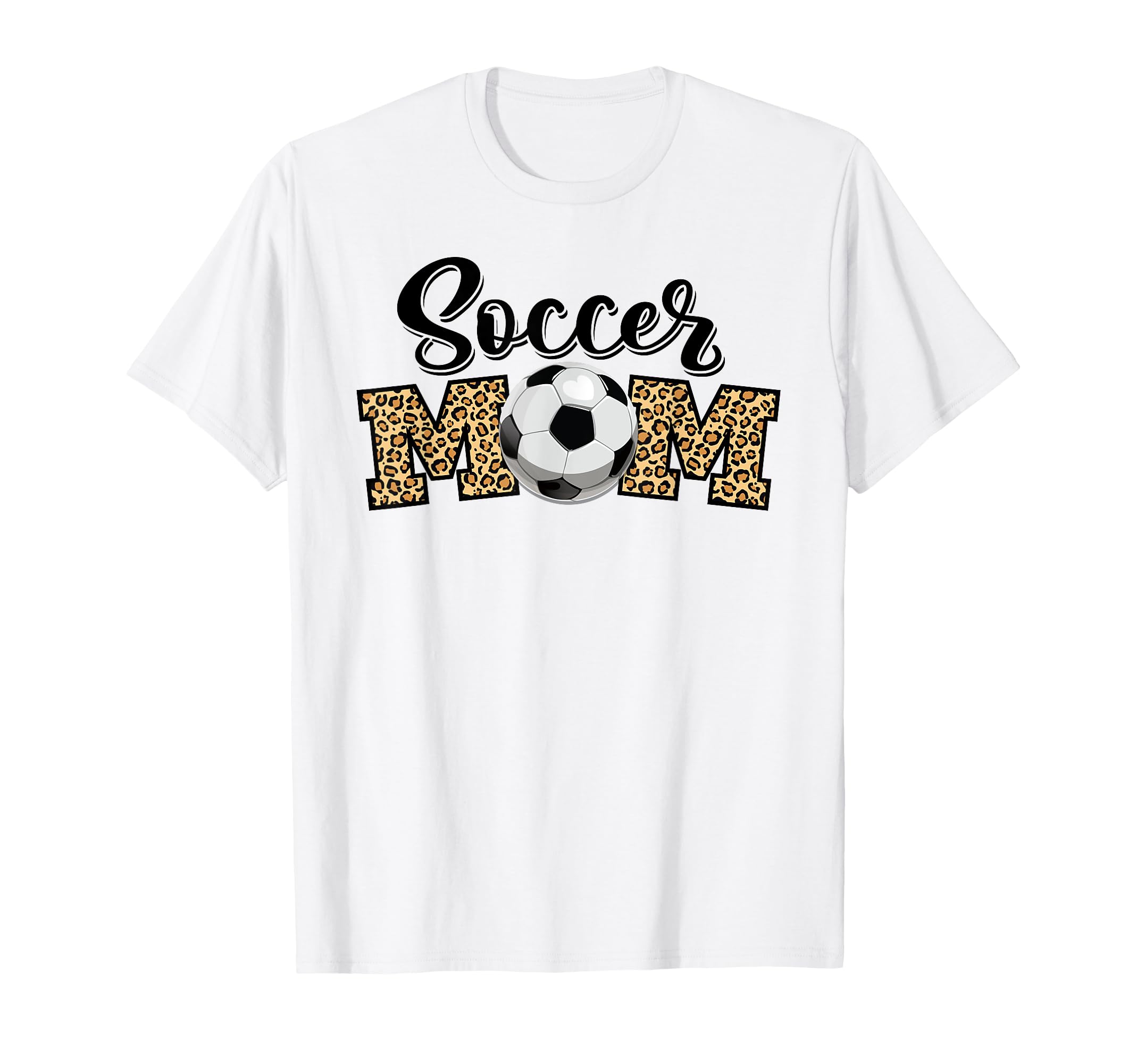 Soccer Mom Leopard Soccer Ball Sports T-Shirt - Trendy Graphic Men Women