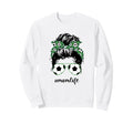 Mom Life Soccer Mom Messy Bun Sweatshirt - Novelty Apparel for Adults