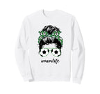 Mom Life Soccer Mom Messy Bun Sweatshirt - Novelty Apparel for Adults