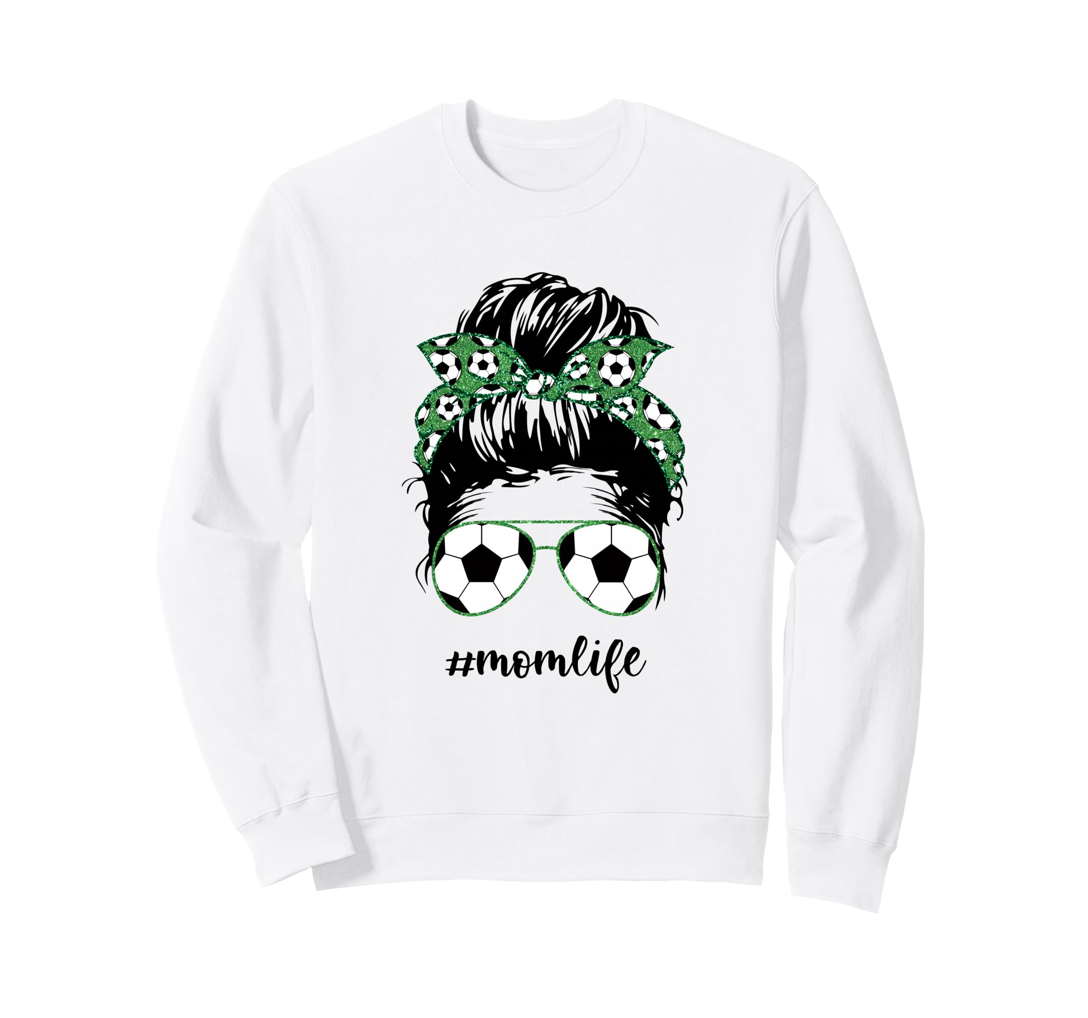 Mom Life Soccer Mom Messy Bun Sweatshirt - Novelty Apparel for Adults