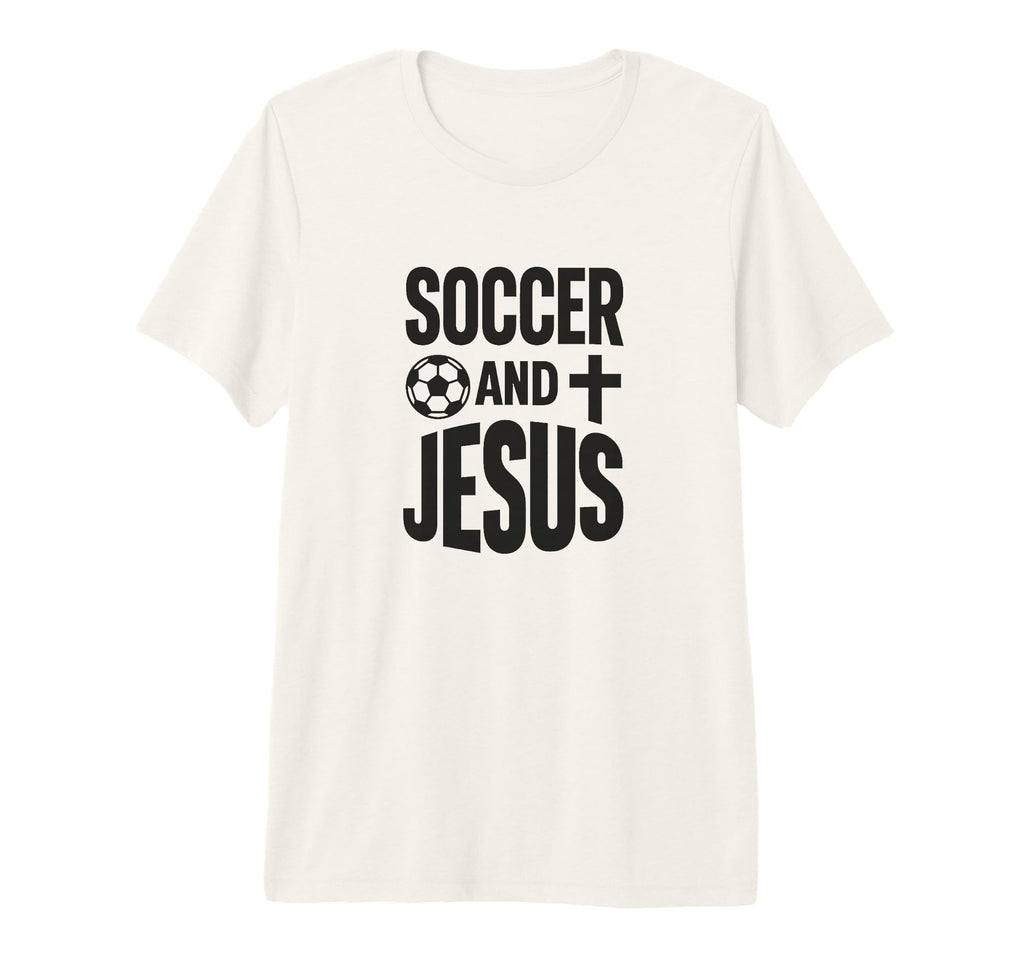 Soccer And Jesus Christian Tri T-Shirt - Casual Everyday Wear Men Women