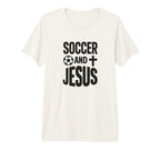 Soccer And Jesus Christian Tri T-Shirt - Casual Everyday Wear Men Women