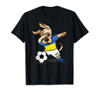 Dabbing Dog Ukraine Soccer Fans T-Shirt - Custom Art Print Men Women