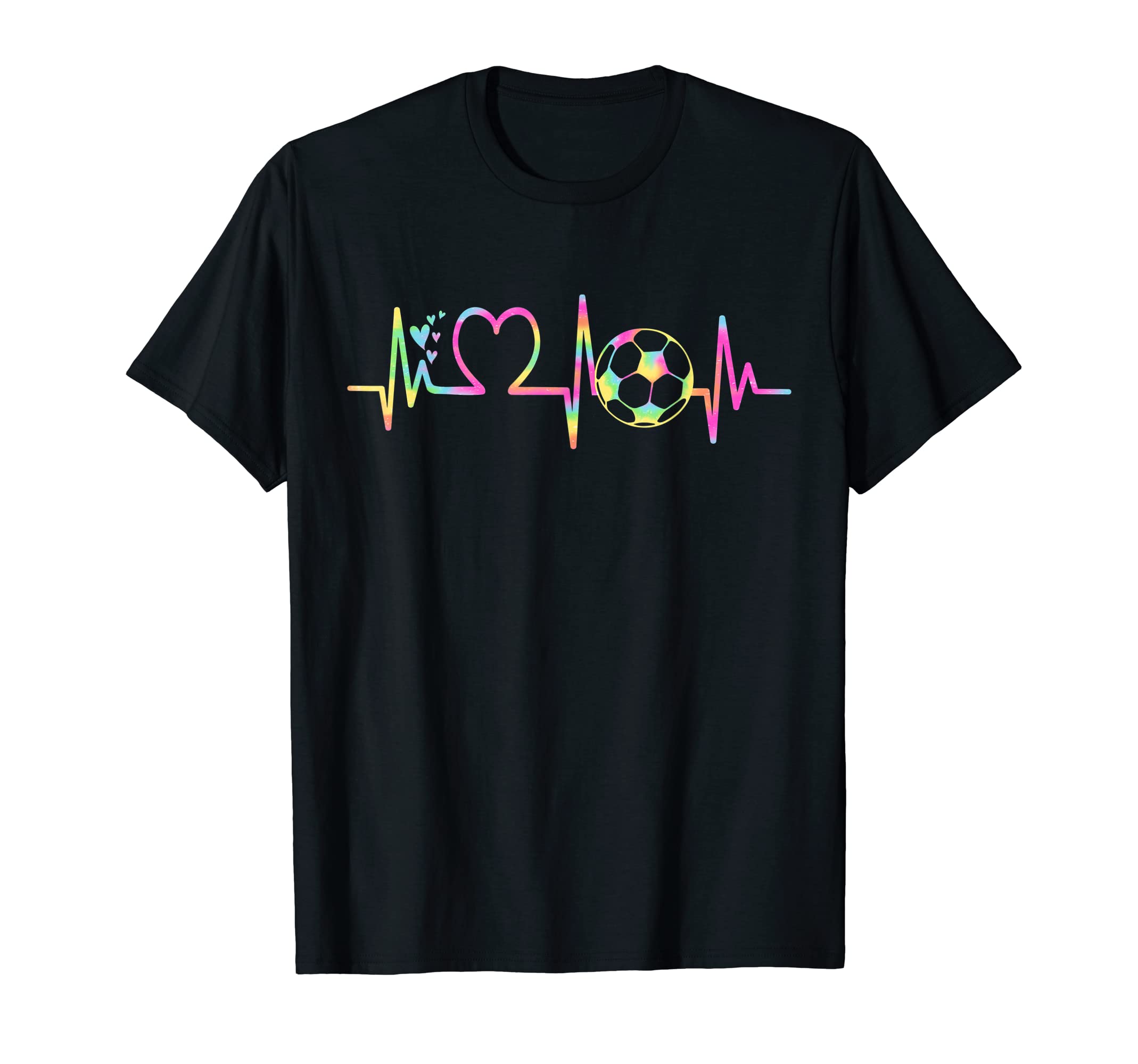 Soccer Heartbeat Tie Dye Heart T-Shirt - Minimalist Print for Adults