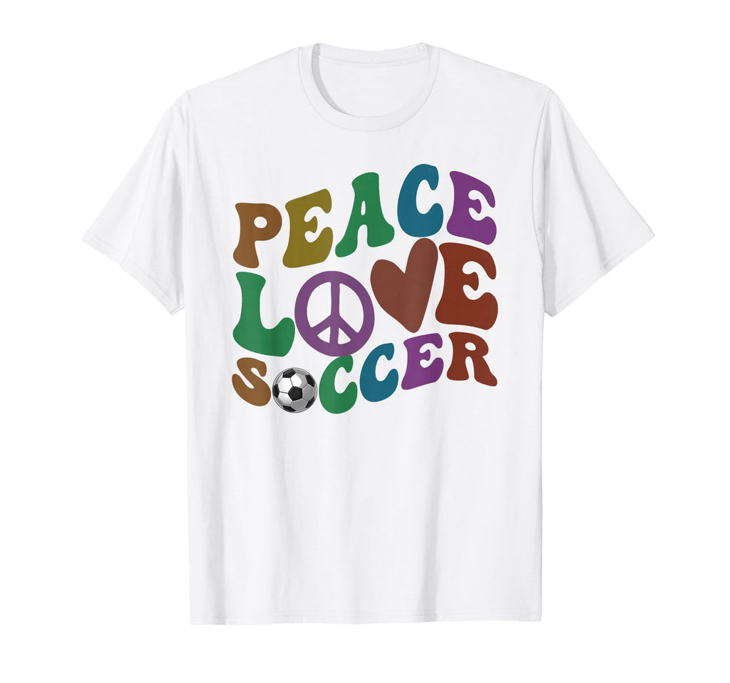 Groovy Peace Love Soccer Kicking Ball T-Shirt - Fun Novelty Design Unisex