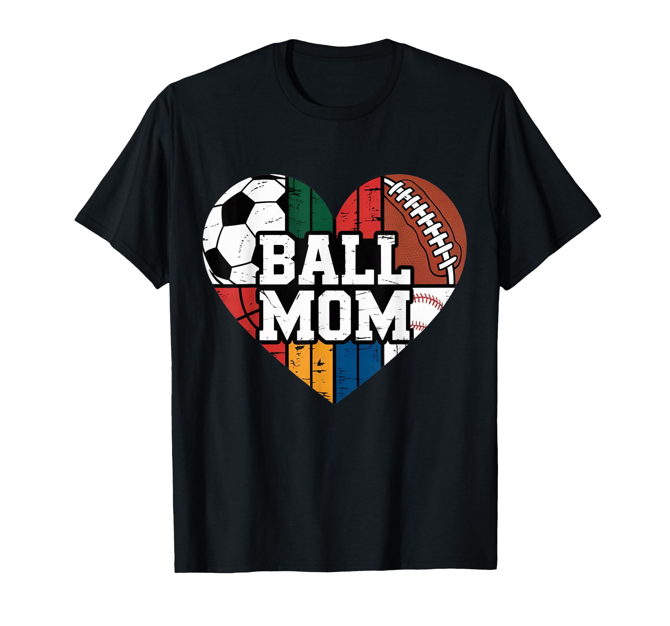 Ball Mom Heart Sports Soccer Football T-Shirt - Novelty Apparel Men Women