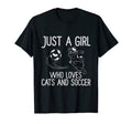 Just Who Loves Cats And Soccer Funny T-Shirt - Graphic Print Unisex