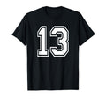 Number 13 Numbered Uniform Sports T-Shirt - Aesthetic Graphic for Adults