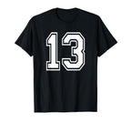Number 13 Numbered Uniform Sports T-Shirt - Aesthetic Graphic for Adults