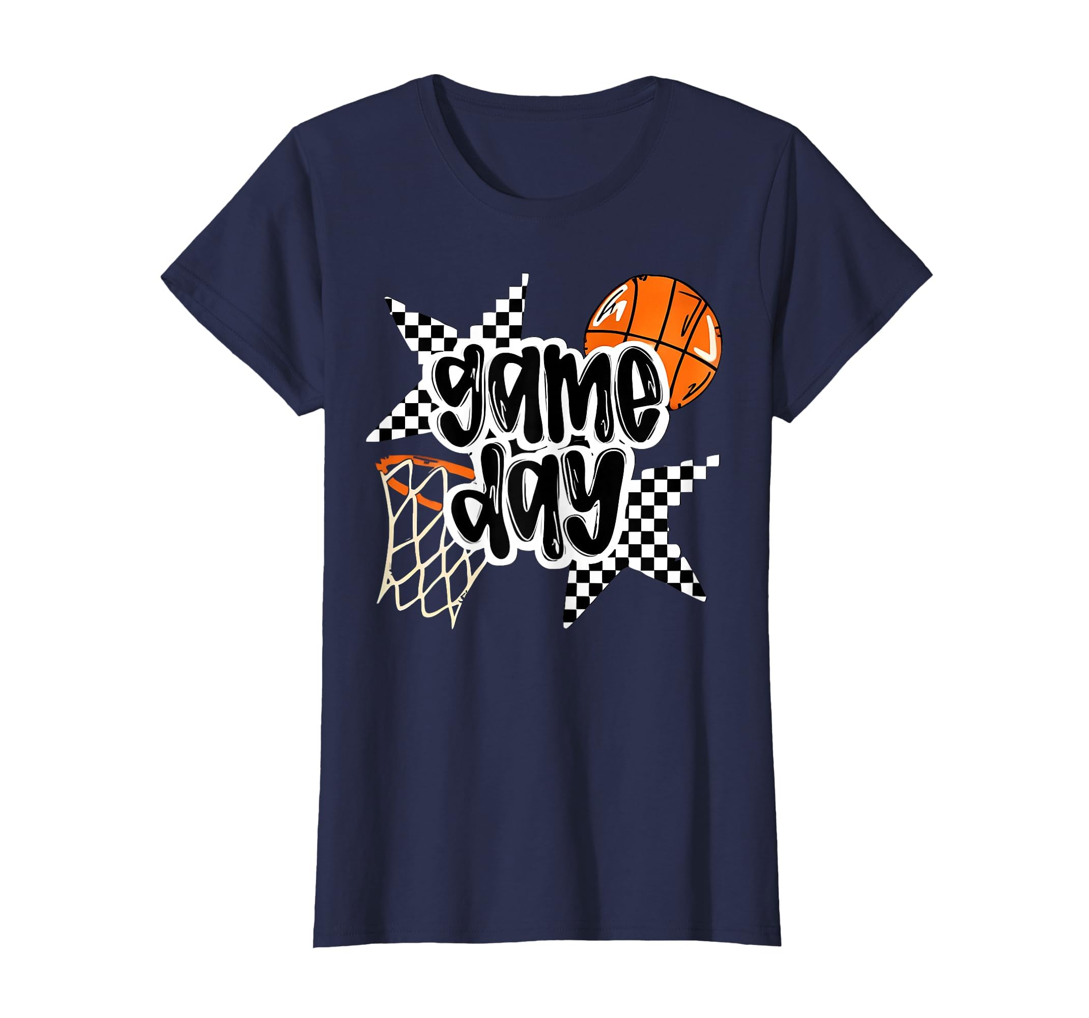 Basketball Player Game Day Checkered T-Shirt - Graphic Print for Adults