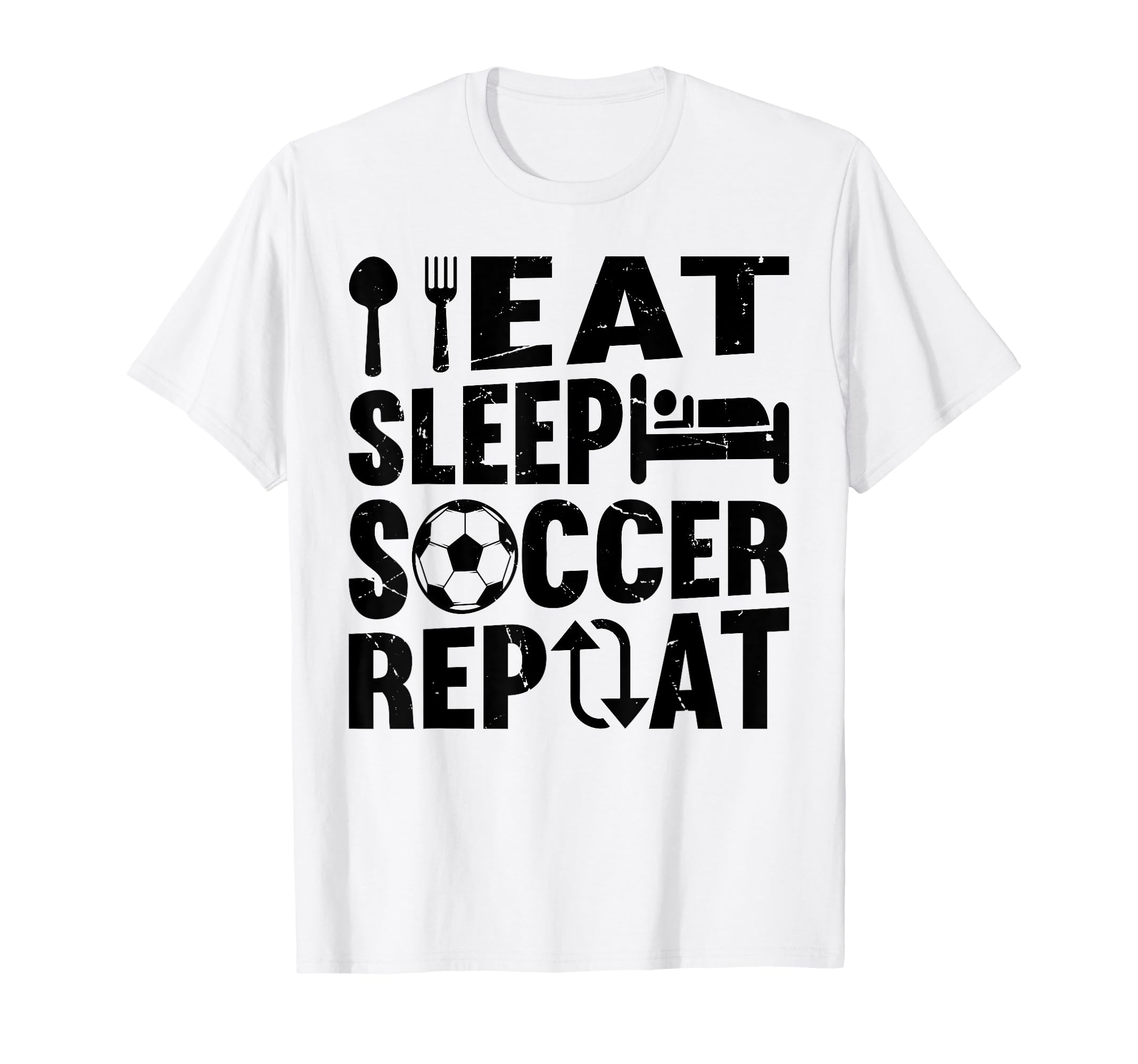 Eat Sleep Soccer Repeat Soccer Player T-Shirt - Trendy Graphic for Adults