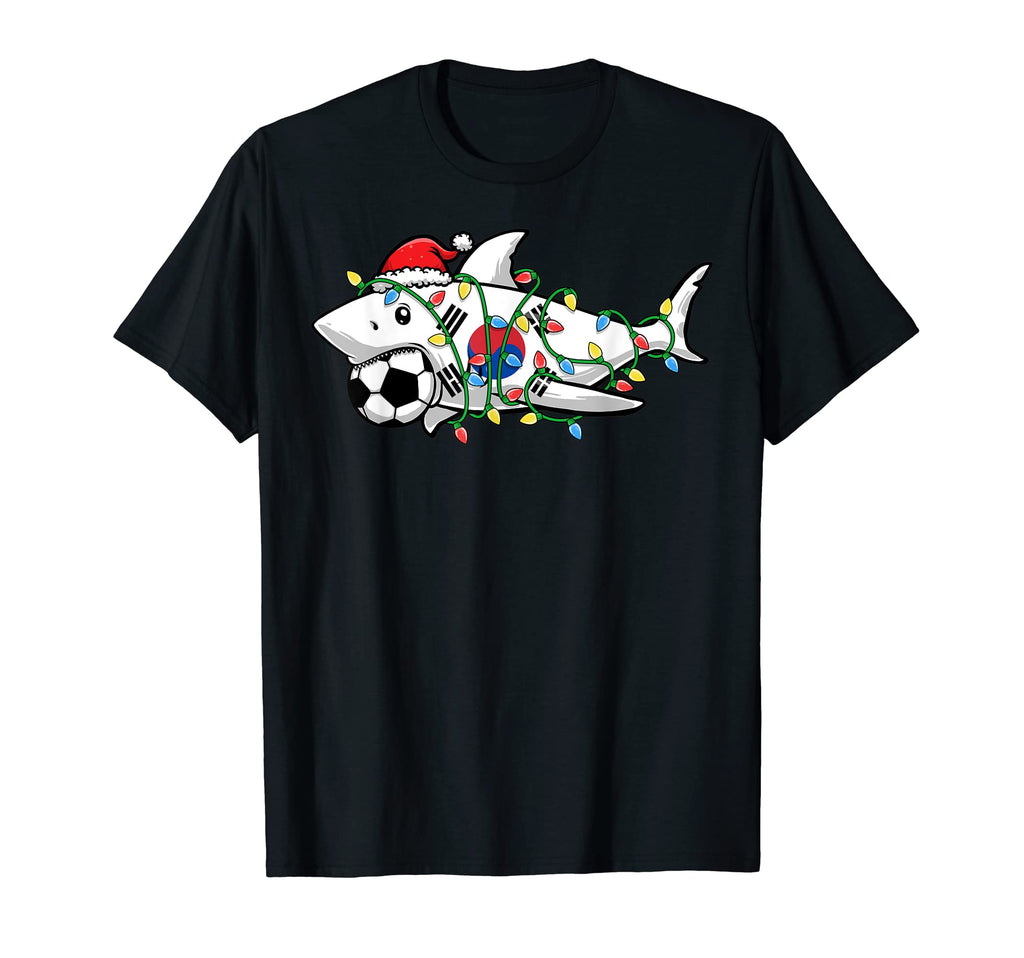 Santa Shark Soccer Football Lights T-Shirt - Custom Art Print for Adults