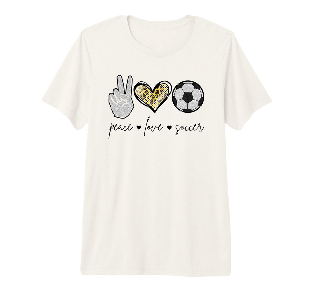 Peace Love Soccer Funny Soccer Mom T-Shirt - Trendy Graphic Men Women