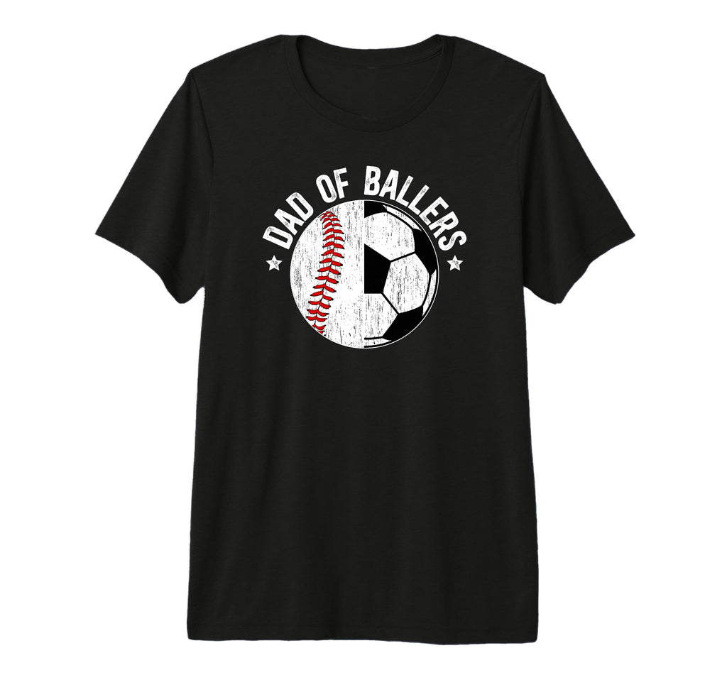 Mens Dad Ballers Soccer Baseball T-Shirt - Fun Novelty Design Men Women