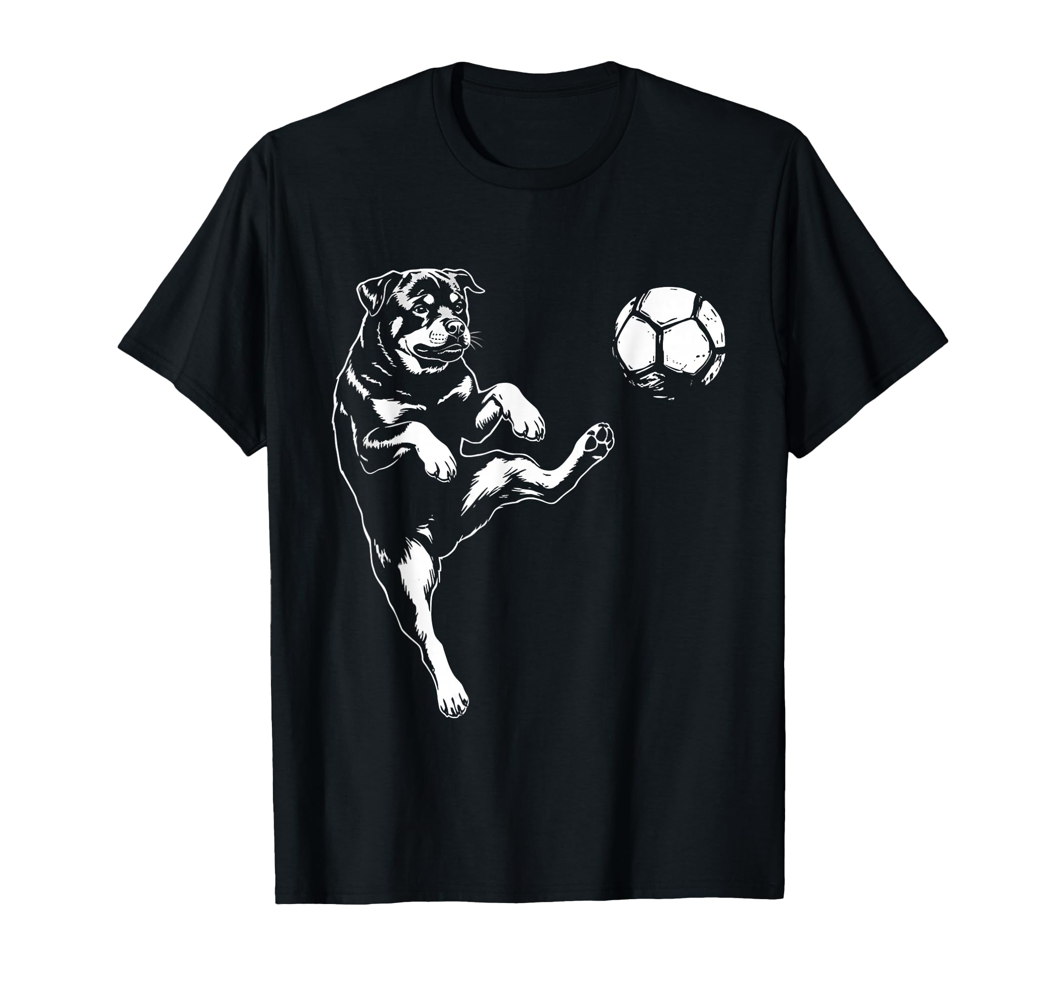 Rottweiler Playing Soccer Dog Lover Futbol T-Shirt - Graphic Print Unisex