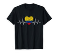Colombia Flag Heartbeat Pride Grunge T-Shirt - Novelty Apparel Men Women