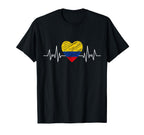 Colombia Flag Heartbeat Pride Grunge T-Shirt - Novelty Apparel Men Women