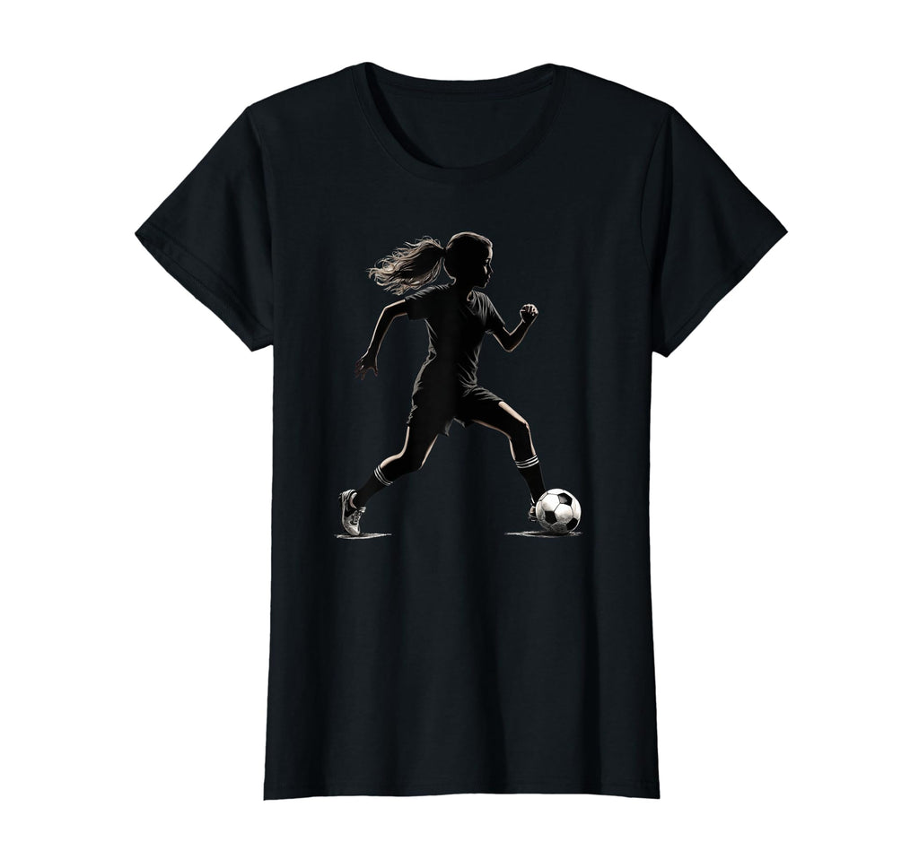 Soccer Player Silhouette Womens T-Shirt - Fun Novelty Design Men Women