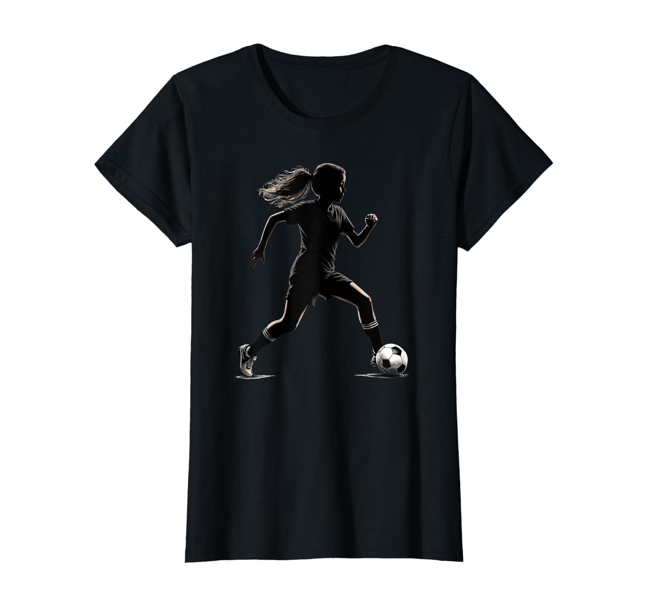 Soccer Player Silhouette Womens T-Shirt - Fun Novelty Design Men Women