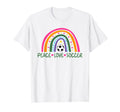 Peace Love Soccer Player Rainbow Teen T-Shirt - Unique Graphic Unisex