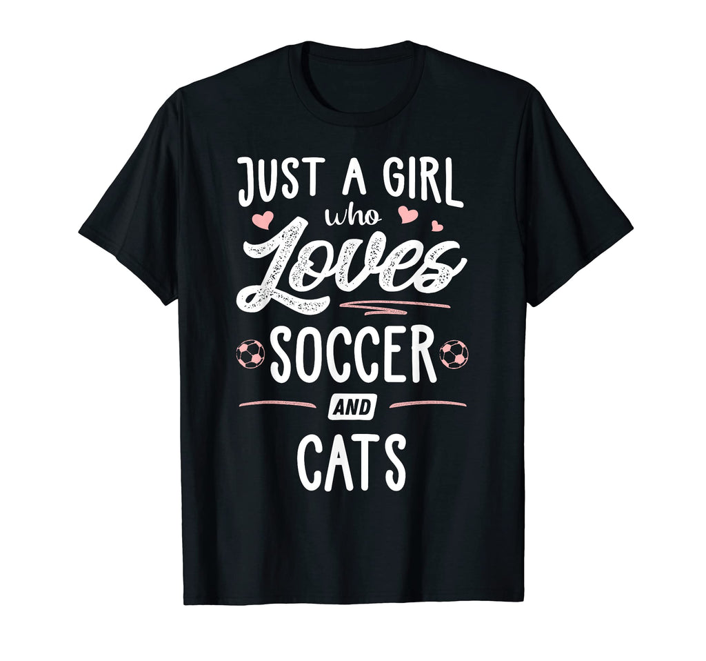 Just Who Loves Soccer And Cats Gift T-Shirt - Graphic Print for Adults