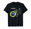 Brazil Flag Football Player T-Shirt - Casual Everyday Wear for Adults